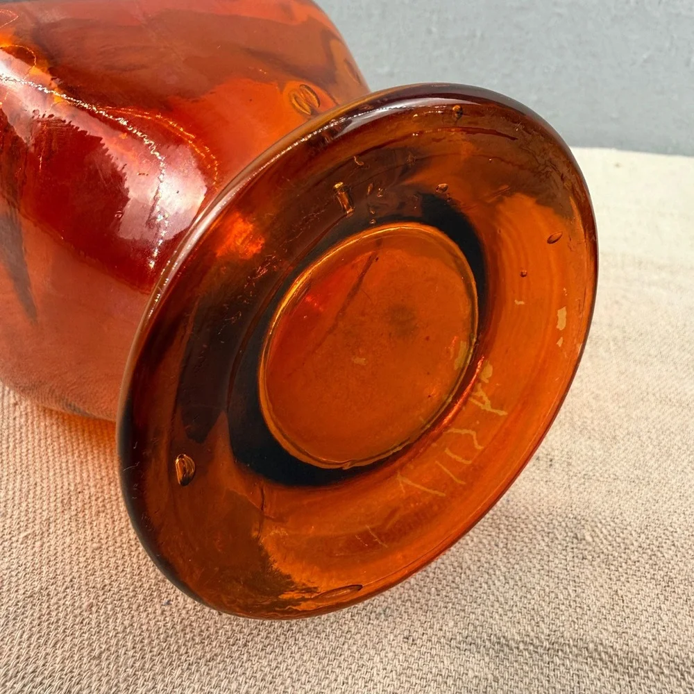 Vintage‎ Amberina Glass Genie Bottle Decanter MCM Spanish Flashed 19